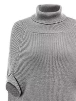 Turtleneck Knitted Cape Sweater