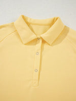 Button Collar Drop Shoulder Top and Shorts 2pcs Set