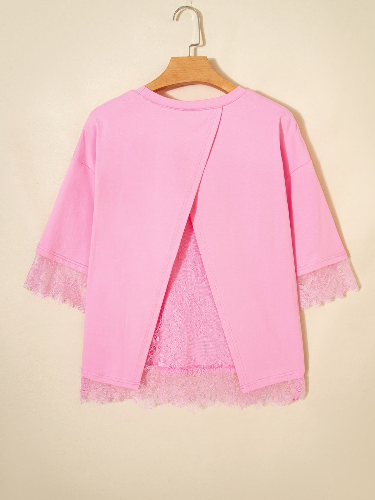 Floral Lace Patchwork Half Sleeve Oversize Tee