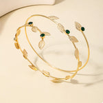 18K Gold-Plated Alloy Rhinestone Leaf Bracelet