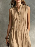 Full Size Sleeveless Button Front Midi Dress Plus Size
