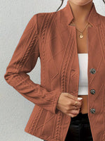 Textured Knit Button-Front Blazer