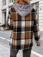 Plaid Drawstring Long Sleeve Hoodie
