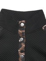 Leopard Print Sleeve Quarter Snap Sweatshirt