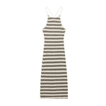 Autumn Women Clothing Sexy Striped Spaghetti Straps Dress