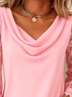 Lace Sleeve Cowl Neck Blouse