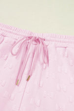 Bow Jacquard Ruffle Cap Sleeve Top and Shorts Set