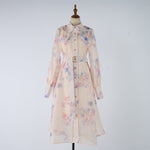 Women Autumn Silk And Cotton Floral Pattern Workwear Style Blouse Style Dress