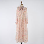 Women Spring Autumn Two Piece Set Printed Single Breasted Maxi Dress