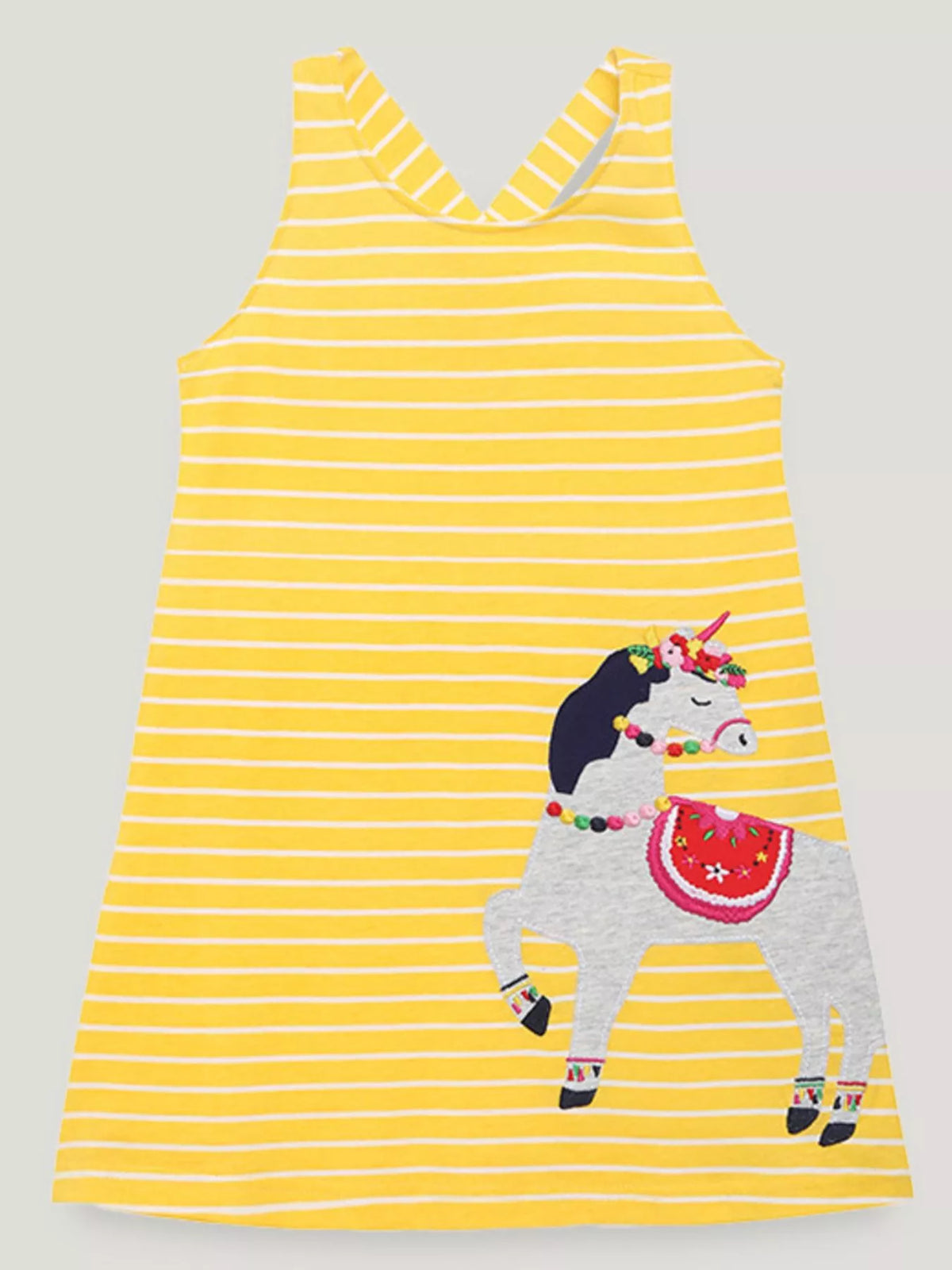 Children'sStriped Unicorn Applique Dress