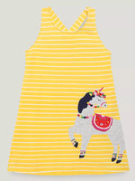 Children'sStriped Unicorn Applique Dress