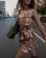 Fall Women Clothing Printing Laminated Decoration Mini Dress