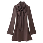 Autumn Women Coat Silk Satin Texture Scarf Dress