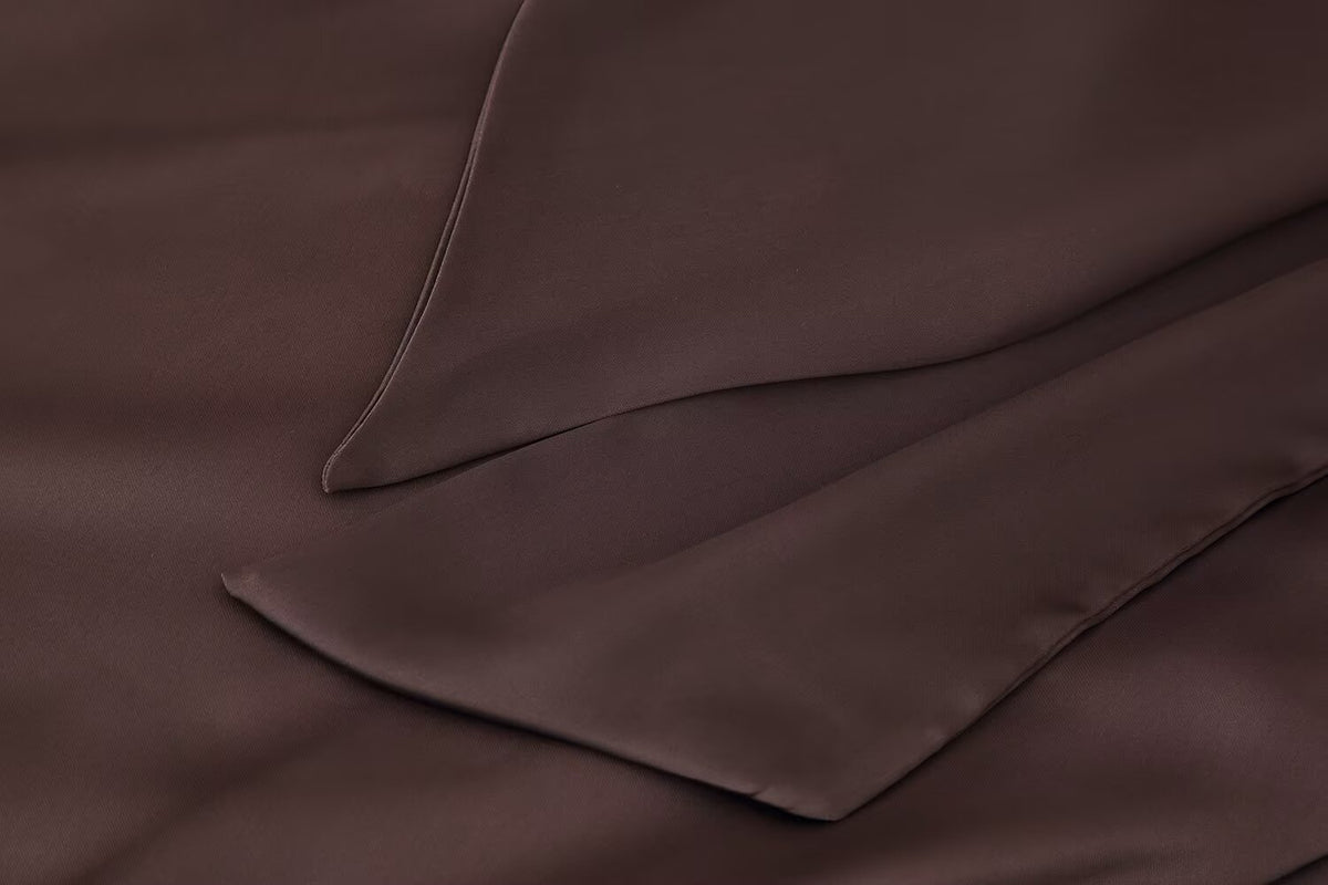 Autumn Women Coat Silk Satin Texture Scarf Dress