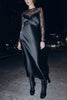 Women Clothing Winter Sexy Long Sleeve Lace Stitching Dress