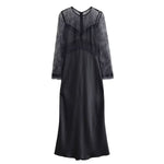 Women Clothing Winter Sexy Long Sleeve Lace Stitching Dress
