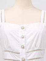 Sleeveless Eyelet Embroidered Button-Down Midi Dress