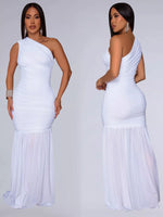 One-Shoulder Ruched Bodycon Maxi Dress