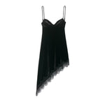 Women Clothing Simple Velvet Lace Midi Dress