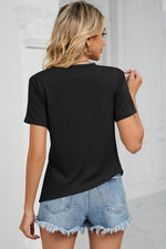 Ruched Round Neck Short Sleeve T-Shirt