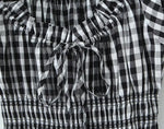 French Retro Minority Design High Waist Color Contrast Check Maxi Dress Women Elastic Waist Puff Sleeve Dress