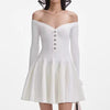 Autumn Long Sleeve off Shoulder off Shoulder Knitted All Matching Slim Fit Slimming Dress