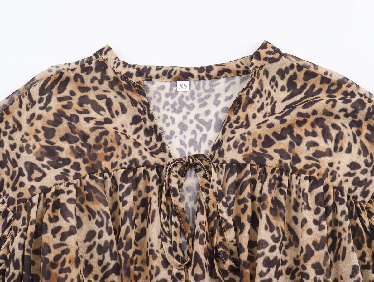 Women Clothing Animal Print Laminated Decoration Dress