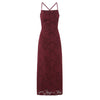 Off Shoulder Fitted Waist Backless Lace up Strap Dress Women Retro Elegant Jacquard French Maxi Dress