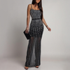 Rhinestone Sexy Suspenders Dress Party Long Dress Women