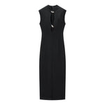 Autumn Winter Sexy Sexy Solid Color Slim Sleeveless Hollow Out Cutout Dress