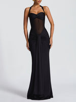 Women Clothing Summer Sexy Stitching See through Halter Dress