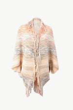 Multicolored Fringe Trim Poncho