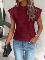 Mock Neck Cap Sleeve Top