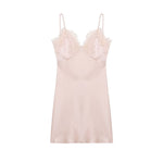 Early Spring Women Clothing Elegant Fashionable Slimming Silk Satin Lace Stitching Cami Dress