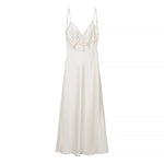 Women Clothing Spring Sexy Lace Stitching Satin Dress