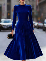 Velvet Long Sleeve A-Line Dress