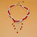 Twisted Bead Tassel Necklace