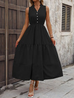 Notched Sleeveless Maxi Tank Dress