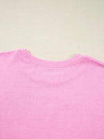 Sequin XOXO Letter Graphic Exposed Seam Baggy Sweatshirt