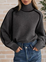 Contrast Trim Turtleneck Sweater