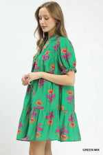 Umgee Floral Print Babydoll Dress