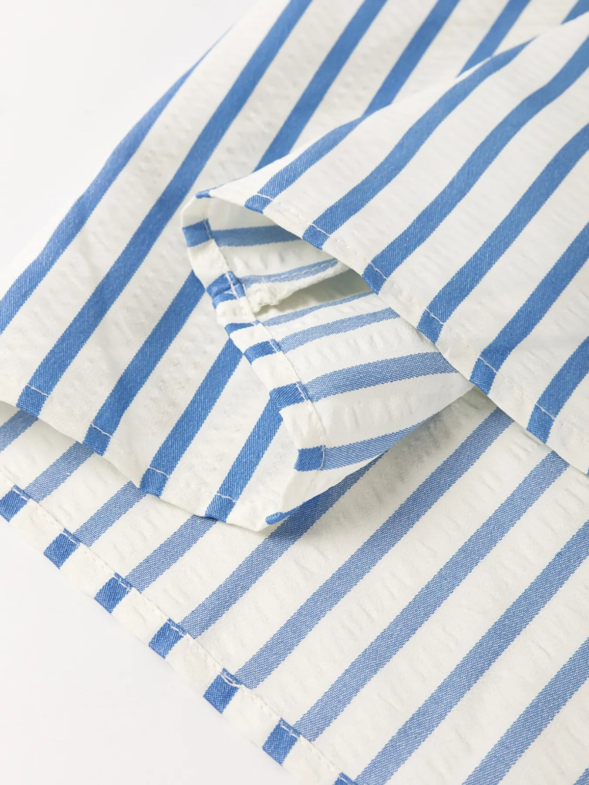 Stripe Knotted Sleeve Notched Shift Mini Dress