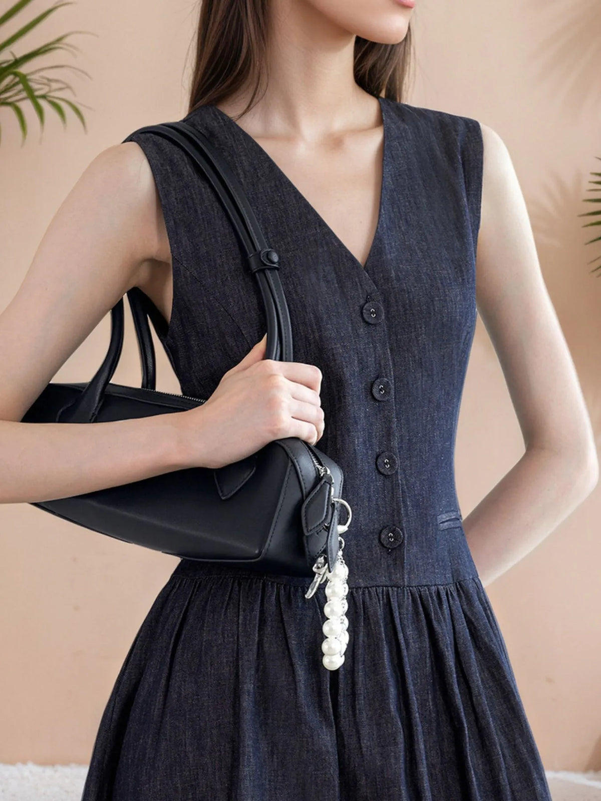 V-Neck Sleeveless Midi Dress