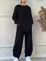 Full Size Oversized Round Neck Top and Pants Set Plus Size