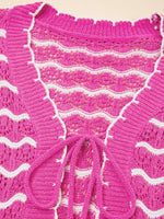 Striped Crochet Tie-Front Cardigan