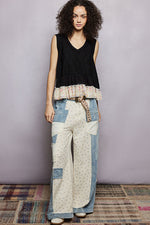 POL Floral Print V-Neck Textured Tank