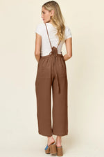 Double Take Full Size Texture Sleeveless Wide Leg Overall