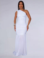 One-Shoulder Ruched Bodycon Maxi Dress