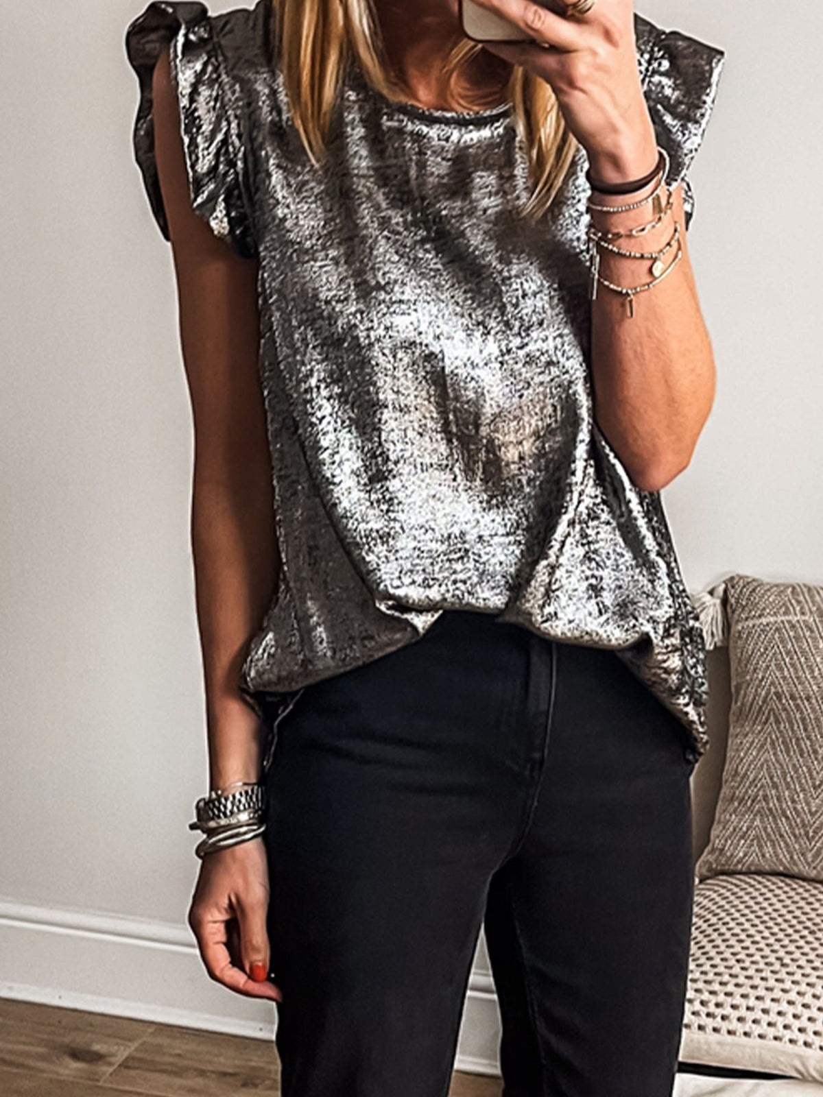 Ruffled Round Neck Tank