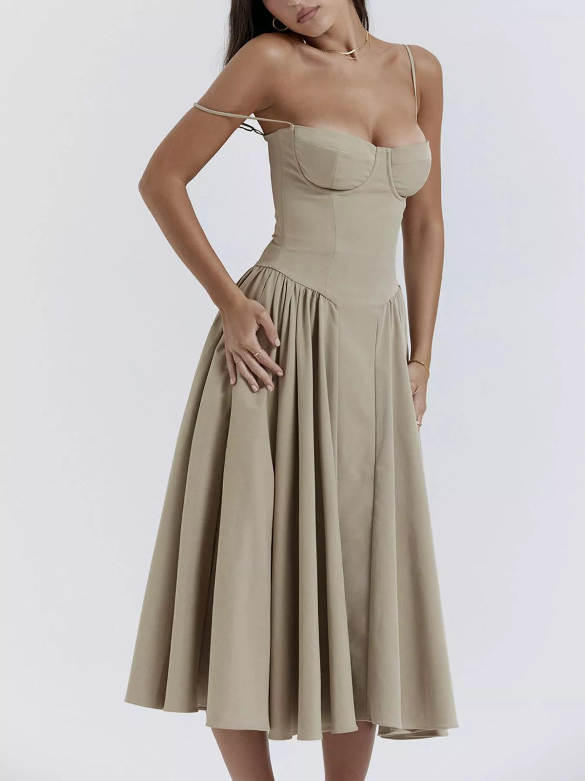 Sweetheart Neck Midi Cami Dress